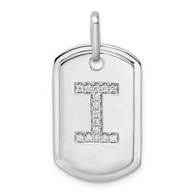 Diamond Initial I Dog Tag Charm 14k White Gold PM9842I-018-WA, MPN: PM9842I-018-WA,