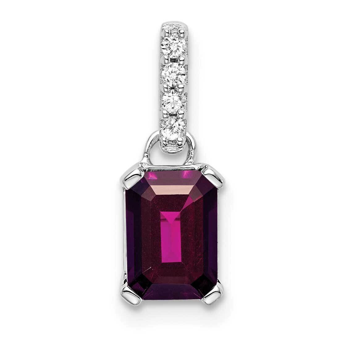 Rhodolite Garnet Diamond Pendant 10k White Gold PM7410-RG-004-1WA, MPN: PM7410-RG-004-1WA,