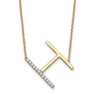 Sideways Diamond Initial H Necklace 14k Gold PM9844H-014-YA, MPN: PM9844H-014-YA,