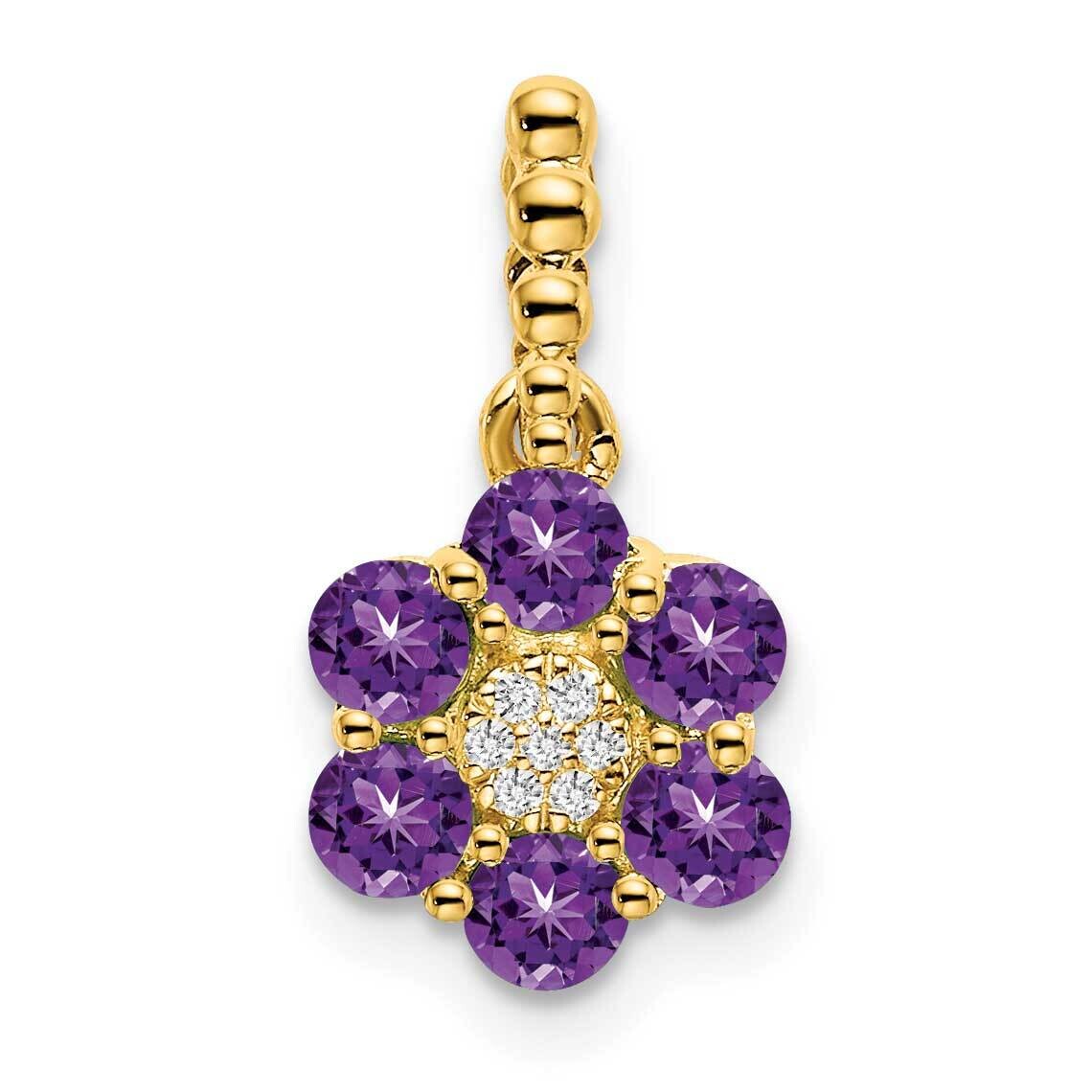 Amethyst Diamond Floral Pendant 14k Gold PM7191-AM-003-YA, MPN: PM7191-AM-003-YA,