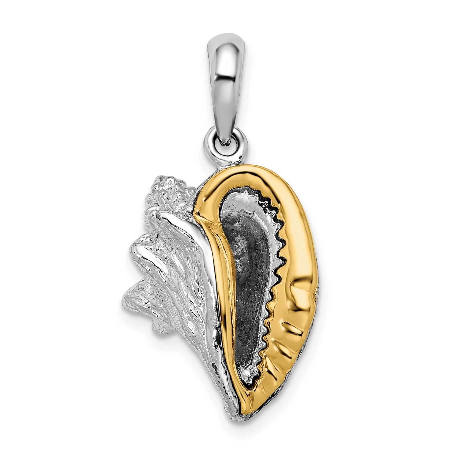 3D Conch Shell 14K Accent Pendant Sterling Silver Polished QC10792G, MPN: QC10792G, 637218150403