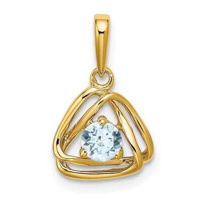 Aquamarine Triangle Pendant 14k Gold PM7395-AQ-Y, MPN: PM7395-AQ-Y, 191101400704