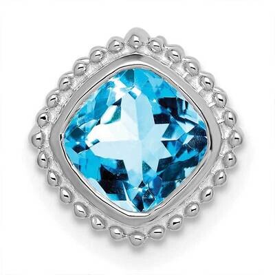 Cushion Blue Topaz Chain Slide 11 Inch 14k White Gold PM7201-BT-W, MPN: PM7201-BT-W,