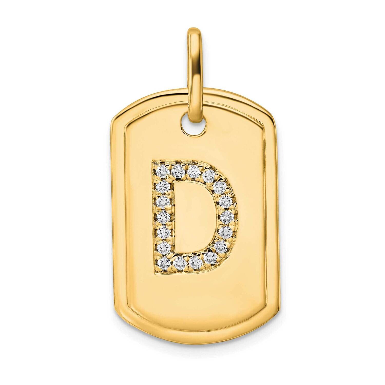 Diamond Initial D Dog Tag Charm 14k Gold PM9842D-022-YA, MPN: PM9842D-022-YA,