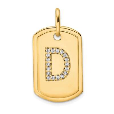 Diamond Initial D Dog Tag Charm 14k Gold PM9842D-022-YA, MPN: PM9842D-022-YA,