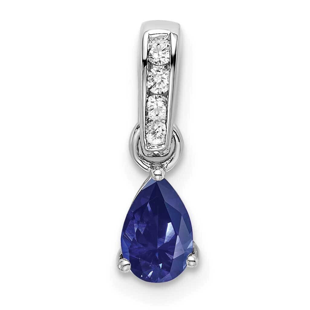 Pear Created Sapphire Diamond Pendant 14k White Gold PM7409-CSA-005-WA, MPN: PM7409-CSA-005-WA,