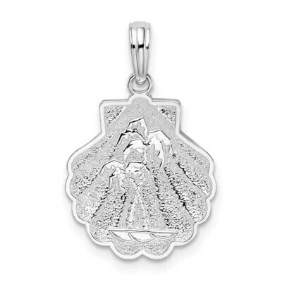 Textured Shell Palm Trees Pendant Sterling Silver Polished QC10087, MPN: QC10087, 637218160280