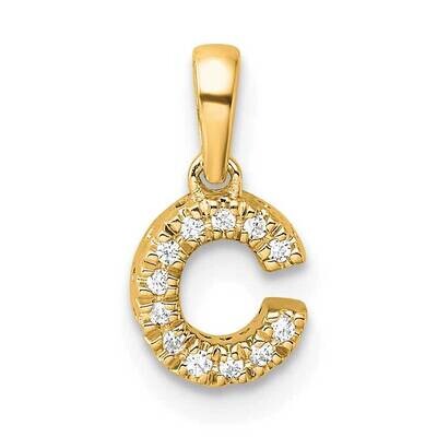 Diamond Letter C Initial Bail Pendant 14k Gold PM9797C-005-YA, MPN: PM9797C-005-YA,