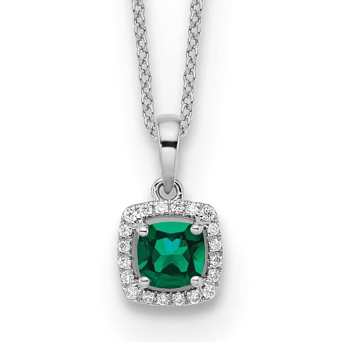 Diamond Created Emerald Pendant Necklace 14k White Gold PM8582-CEM-010-WLG, MPN: PM8582-CEM-010-WLG…