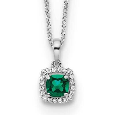 Diamond Created Emerald Pendant Necklace 14k White Gold PM8582-CEM-010-WLG, MPN: PM8582-CEM-010-WLG…