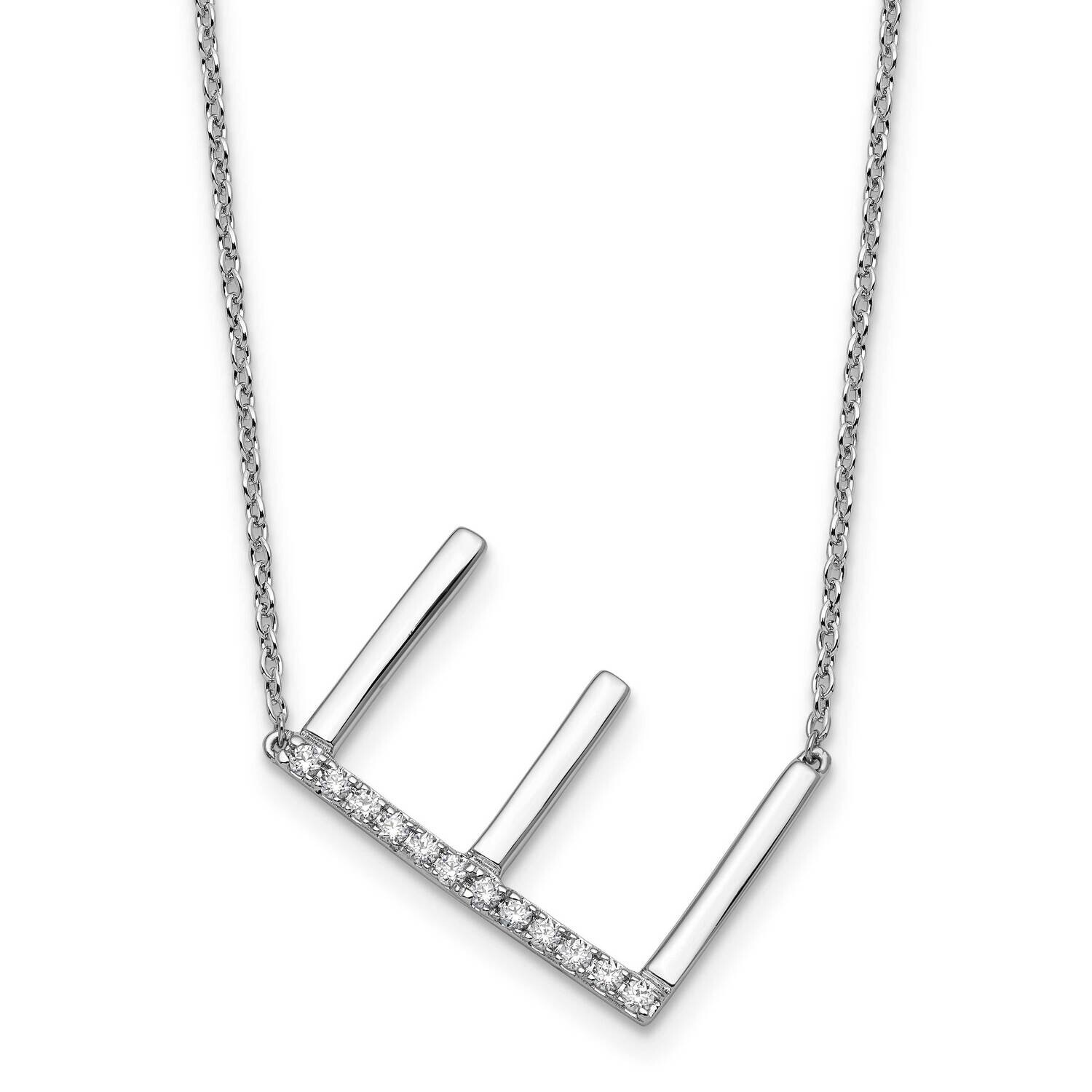 Sideways Diamond Initial E Necklace 14k White Gold PM9844E-014-WA