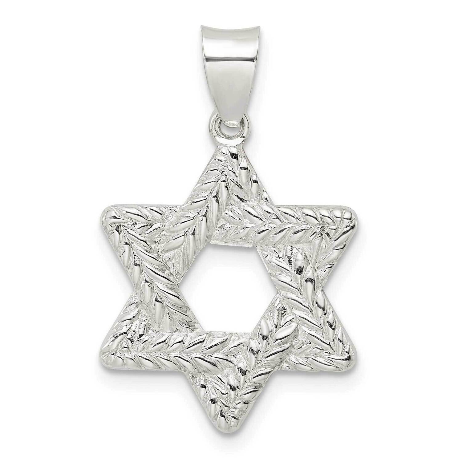 Polsihed Textured Solid Star Of David Pendant Sterling Silver QC11240, MPN: QC11240,