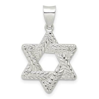 Polsihed Textured Solid Star Of David Pendant Sterling Silver QC11240, MPN: QC11240,