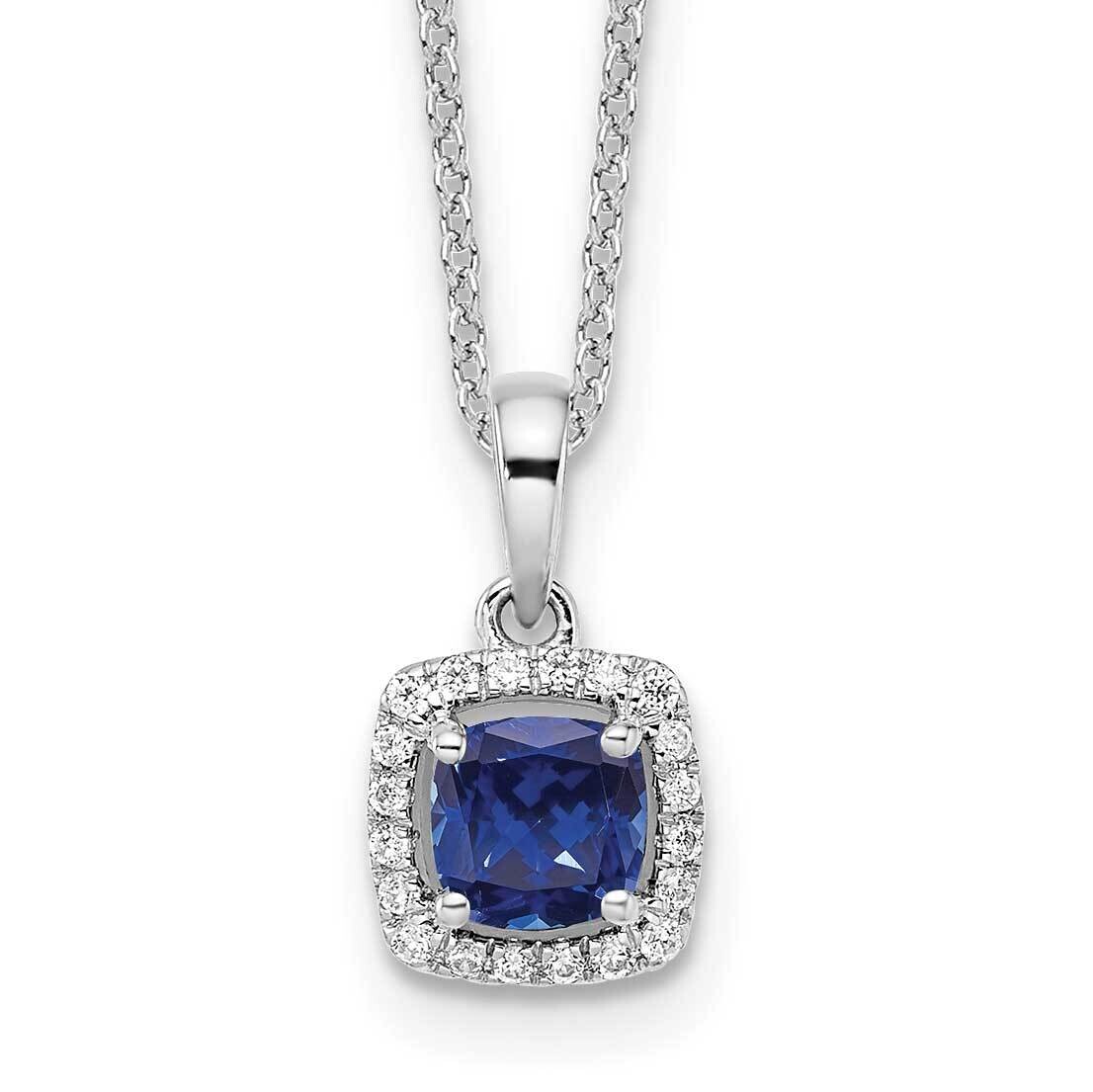 Diamond Created Sapphire Pendant Necklace 10k White Gold PM8582-CSA-010-0WLG