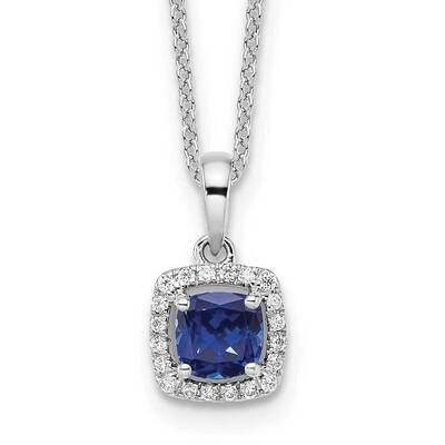 Diamond Created Sapphire Pendant Necklace 10k White Gold PM8582-CSA-010-0WLG, MPN: PM8582-CSA-010-0…