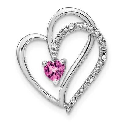 Pink Sapphire Diamond Heart Chain Slide 14k White Gold PM7171-PS-003-WA, MPN: PM7171-PS-003-WA, 191…