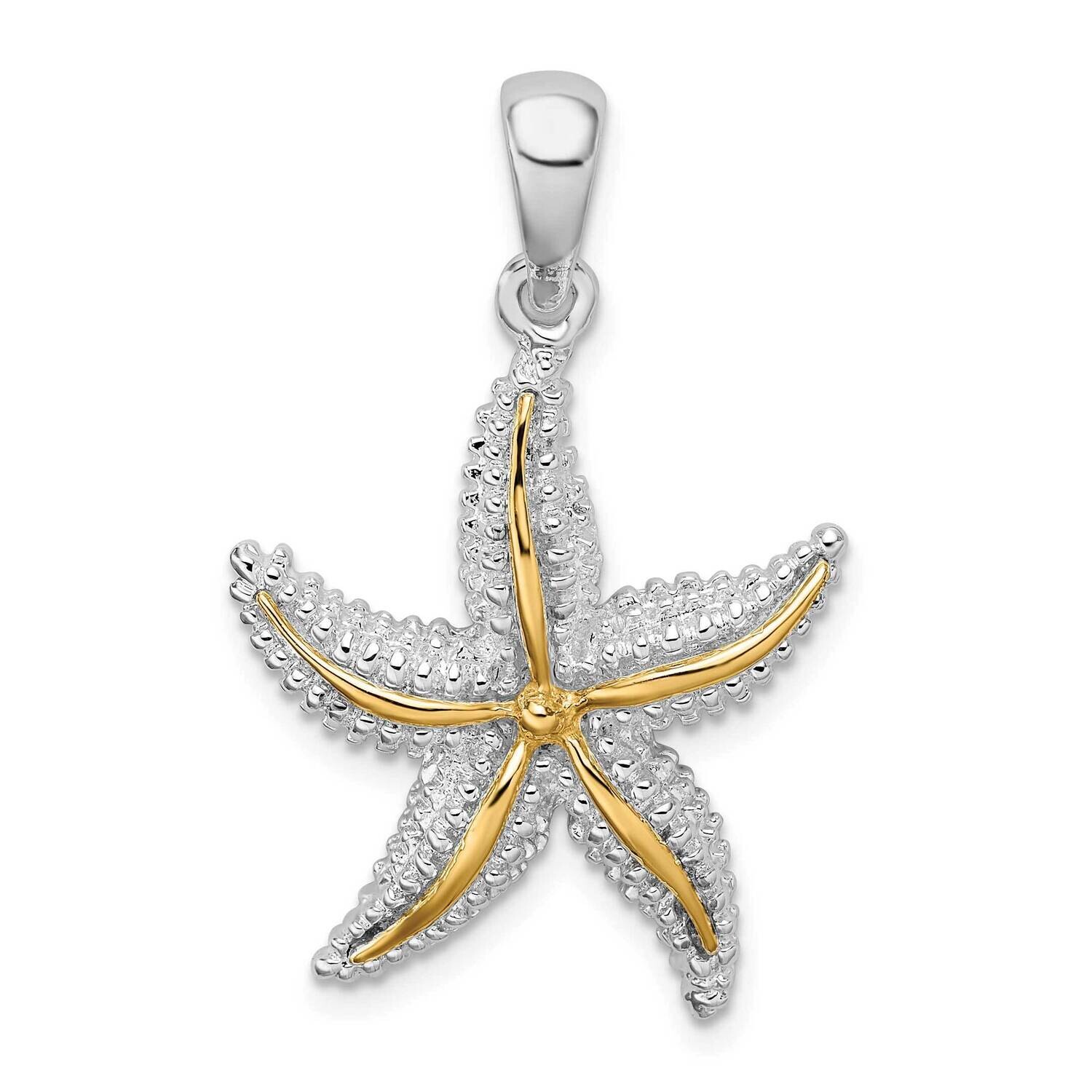 Starfish 14K Accent Pendant Sterling Silver Polished QC10781G