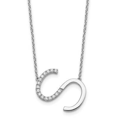 Sideways Diamond Initial S Necklace 14k White Gold PM9844S-019-WA, MPN: PM9844S-019-WA,