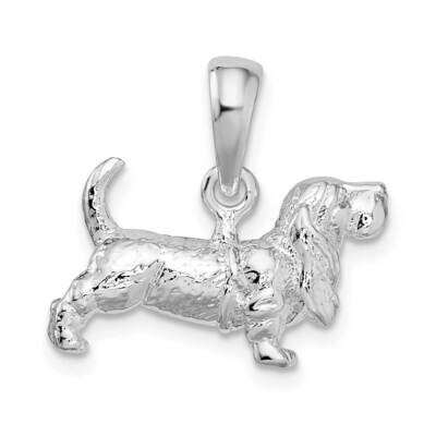 Textured 3D Basset Hound Pendant Sterling Silver QC10232, MPN: QC10232, 637218170524