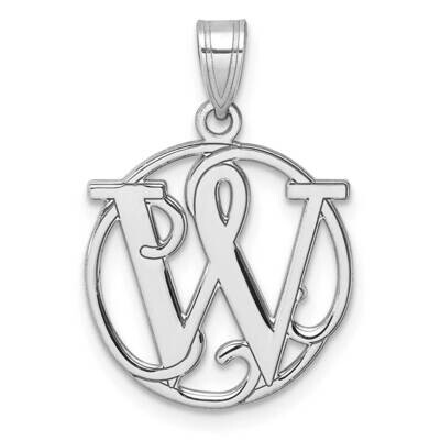 Small Fancy Script Letter W Initial Pendant Sterling Silver Rhodium-Plated QC11257W, MPN: QC11257W,