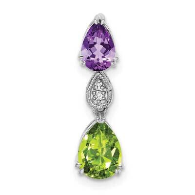 Amethyst Peridot Diamond Chain Slide 14k White Gold PM7131-AM/PE-001-WA, MPN: PM7131-AM/PE-001-WA,