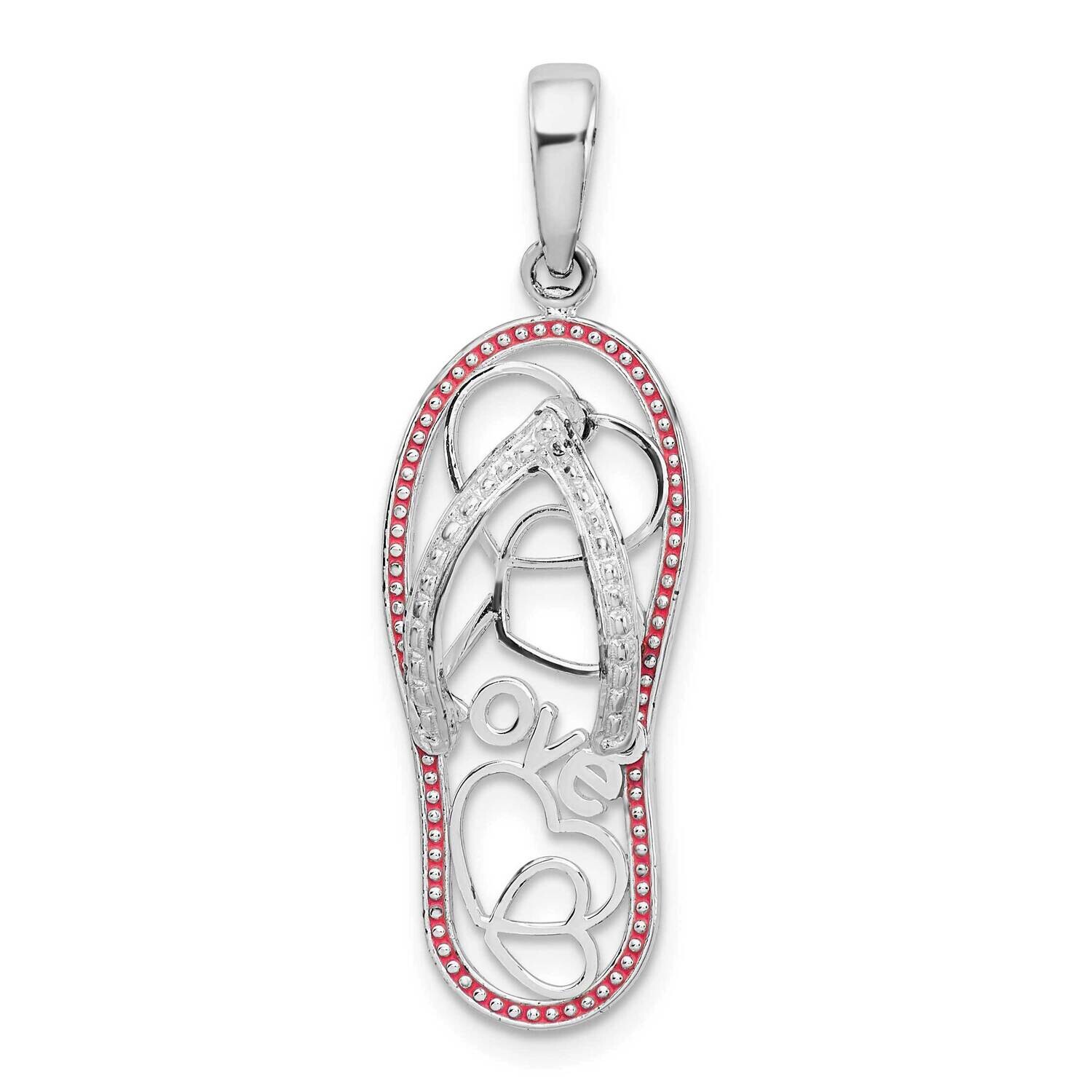 Enameled Love Flip-Flop Pendant Sterling Silver Polished QC10701, MPN: QC10701, 637218147359