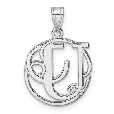 Small Fancy Script Letter U Initial Pendant Sterling Silver Rhodium-Plated QC11257U, MPN: QC11257U,