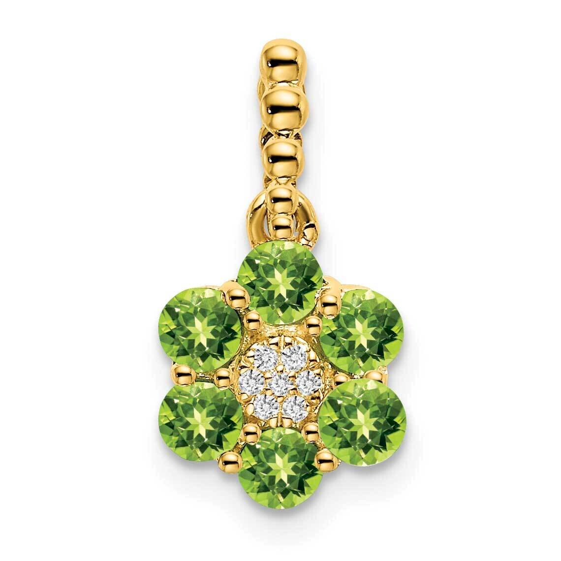 Peridot Diamond Floral Pendant 14k Gold PM7191-PE-003-YA, MPN: PM7191-PE-003-YA,
