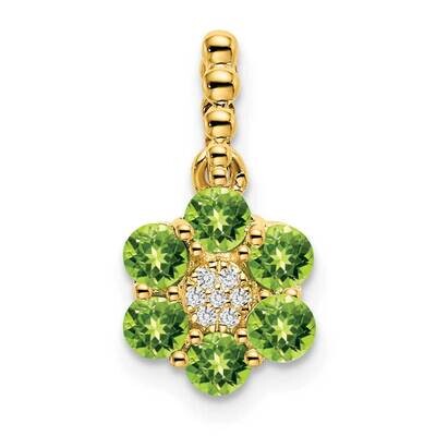 Peridot Diamond Floral Pendant 14k Gold PM7191-PE-003-YA, MPN: PM7191-PE-003-YA,