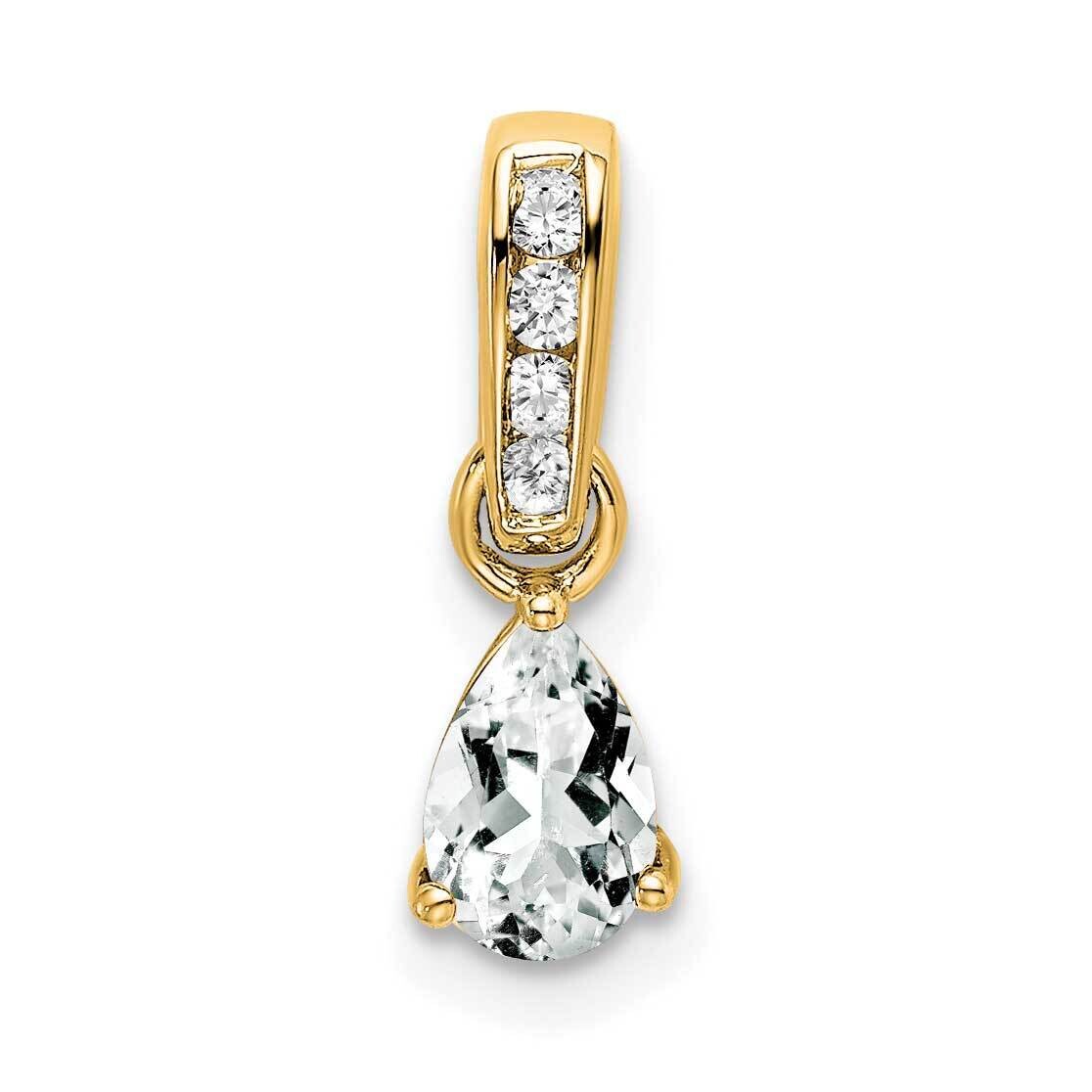 Pear White Topaz Diamond Pendant 14k Gold PM7409-WT-005-YA, MPN: PM7409-WT-005-YA,