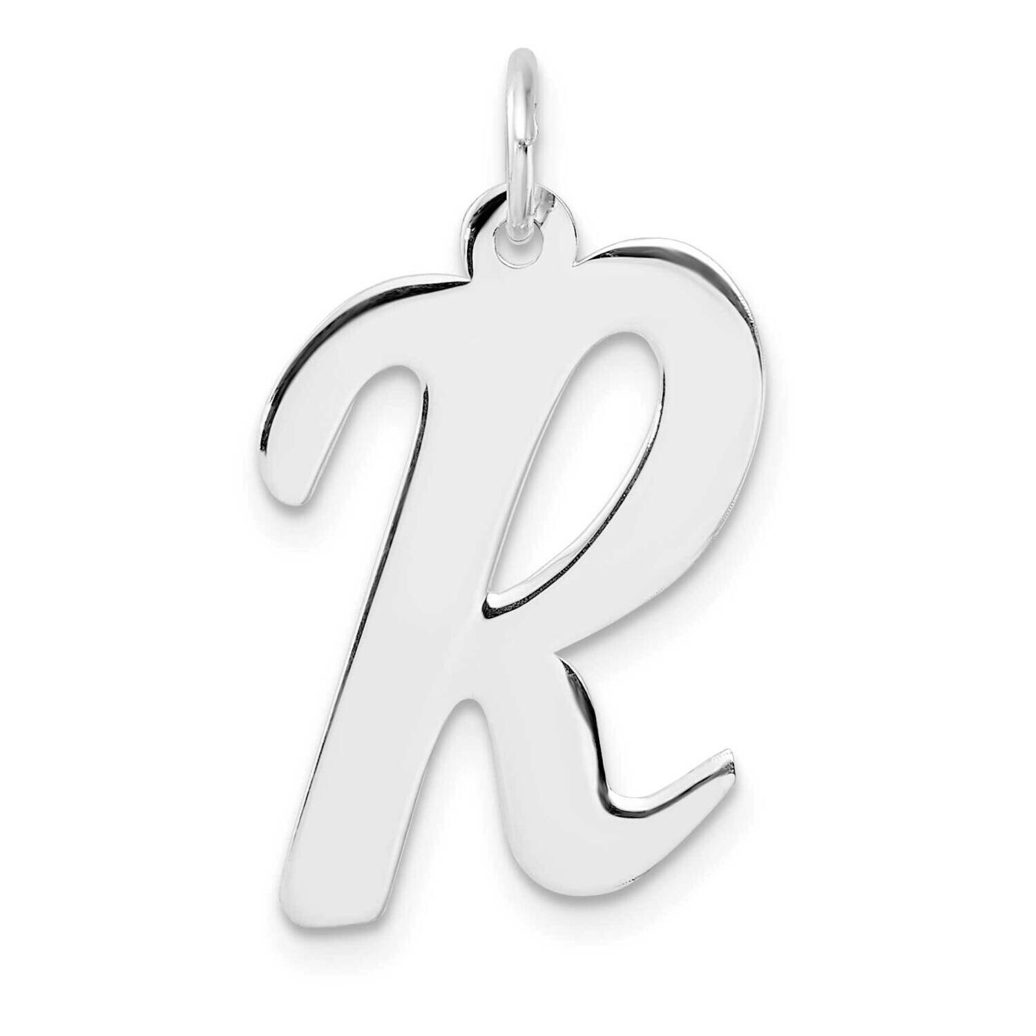 Large Script Letter R Initial Charm Sterling Silver Rhodium-Plated QC11253R, MPN: QC11253R,