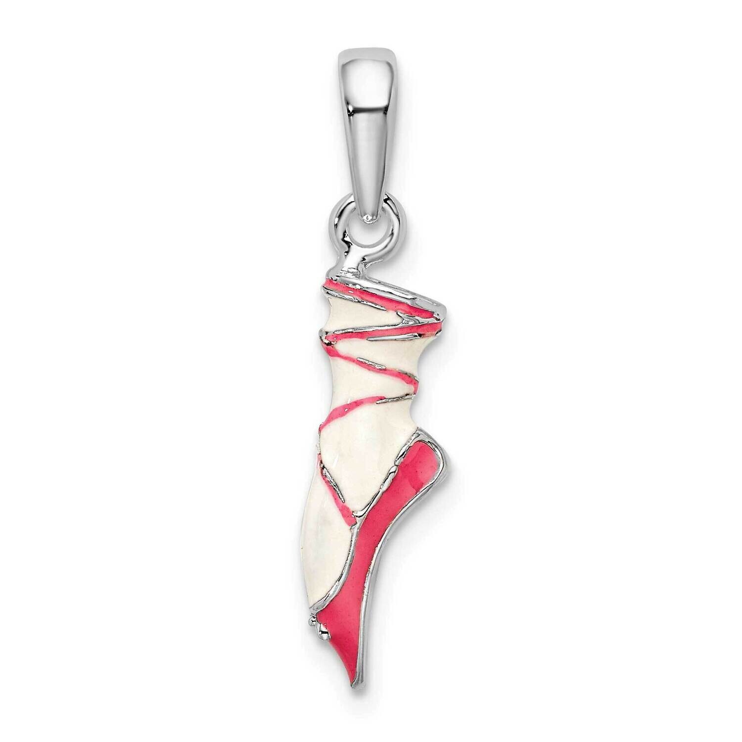 3D Enameled Ballet Shoe Pendant Sterling Silver Polished QC10656, MPN: QC10656, 637218144754
