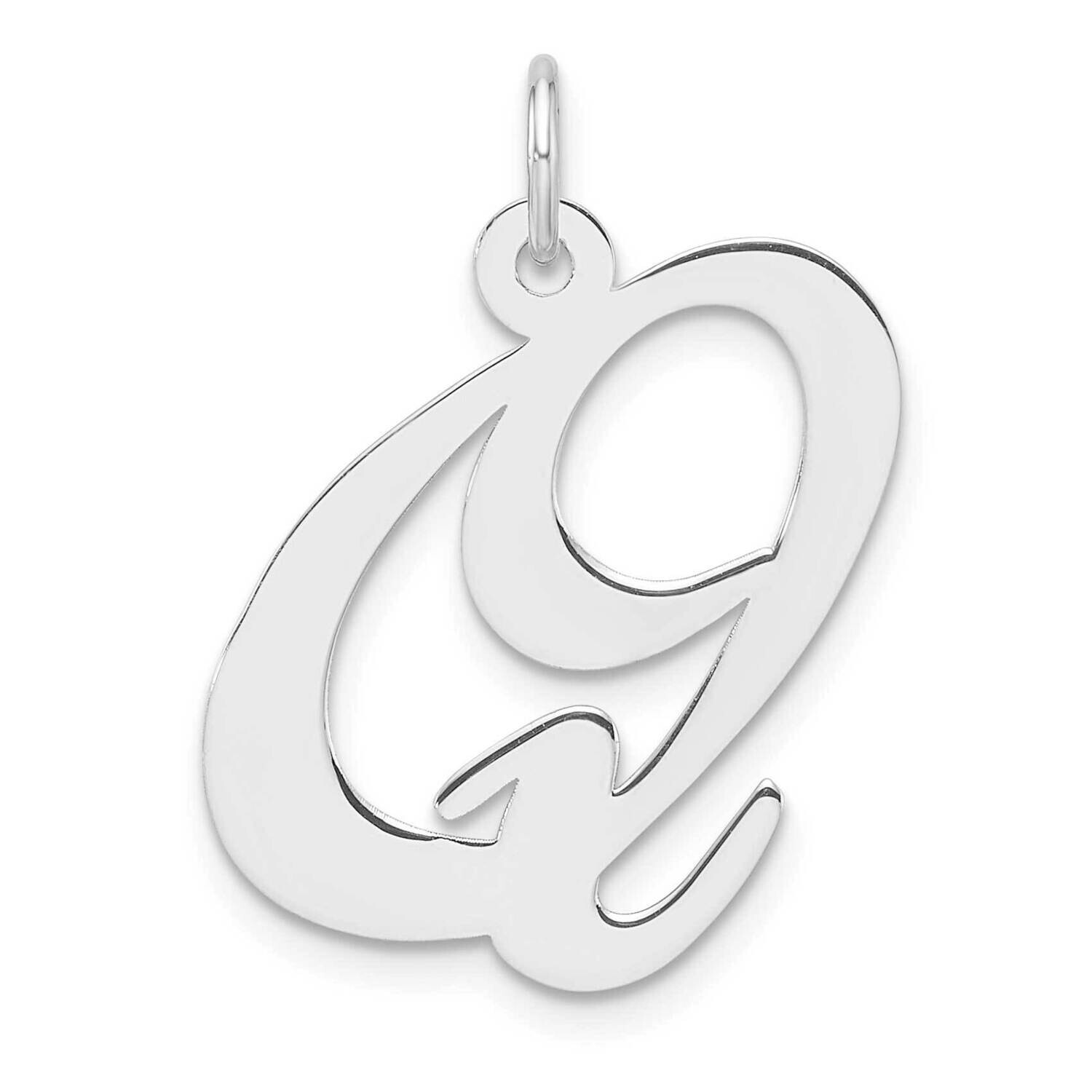 Large Fancy Script Letter Q Initial Charm Sterling Silver Rhodium-Plated QC11254Q