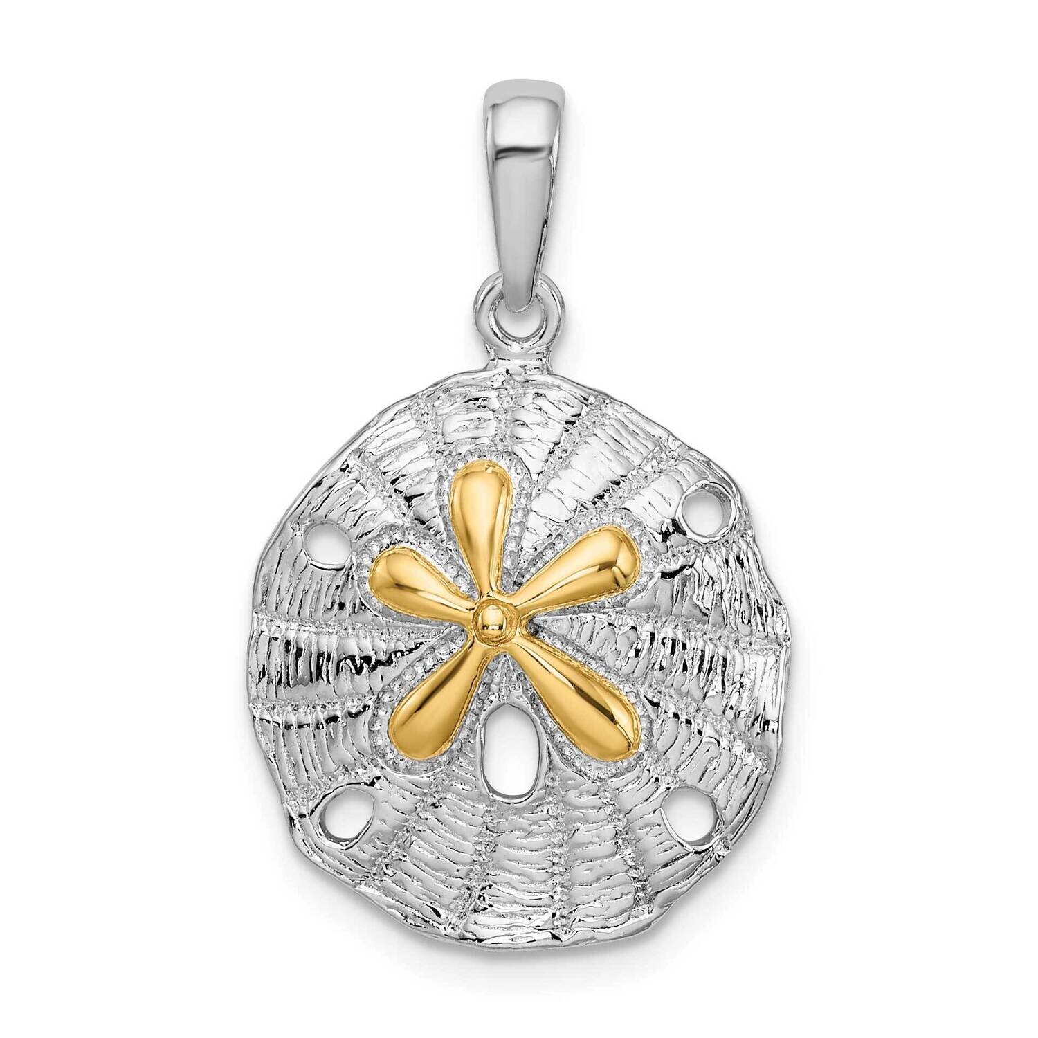 Sterling Silver Textured SDollar Accent Pendant 14k Gold QC10946G, MPN: QC10946G, 637218160679