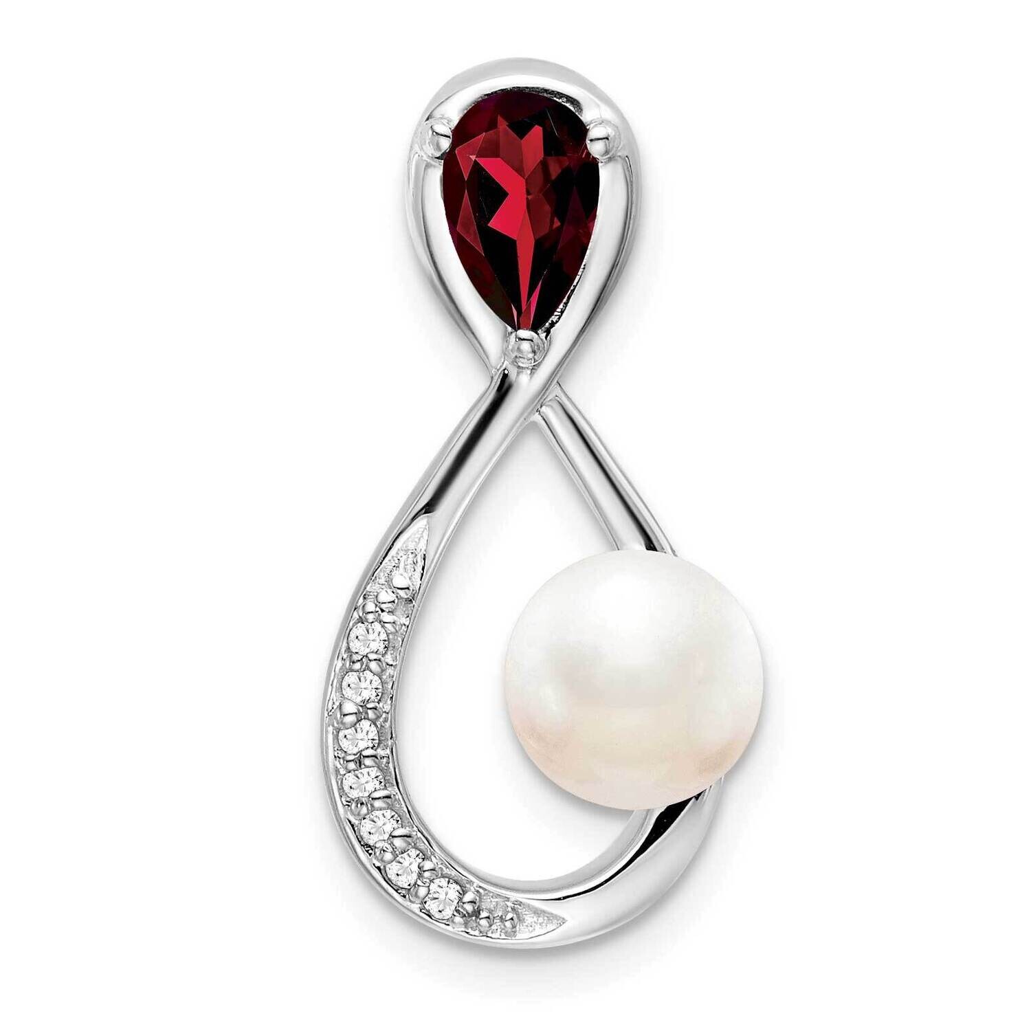 Garnet Fwc Pearl Diamond Infinity Chain Slide 10k White Gold PM7182-GA-003-1WA, MPN: PM7182-GA-003-…