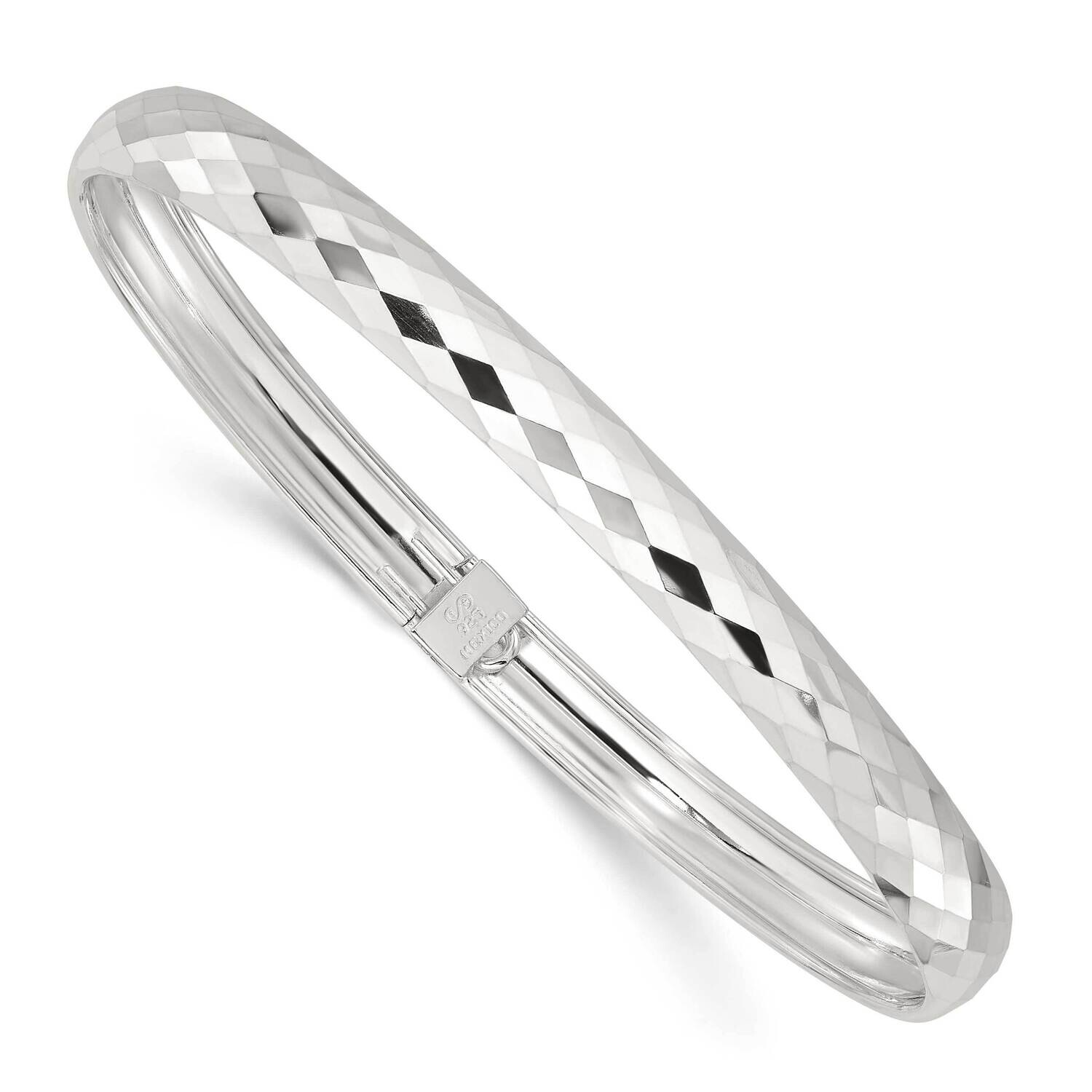 Textured Flexible Bangle Bracelet Sterling Silver Polished QB1500, MPN: QB1500,