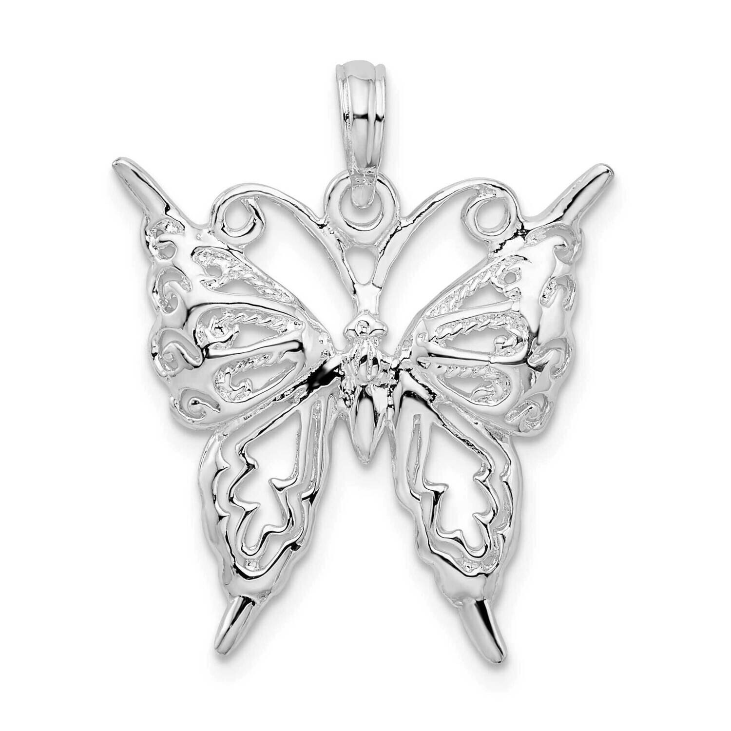 Cut-Out Butterfly Pendant Sterling Silver Polished QC10553, MPN: QC10553, 637218184064