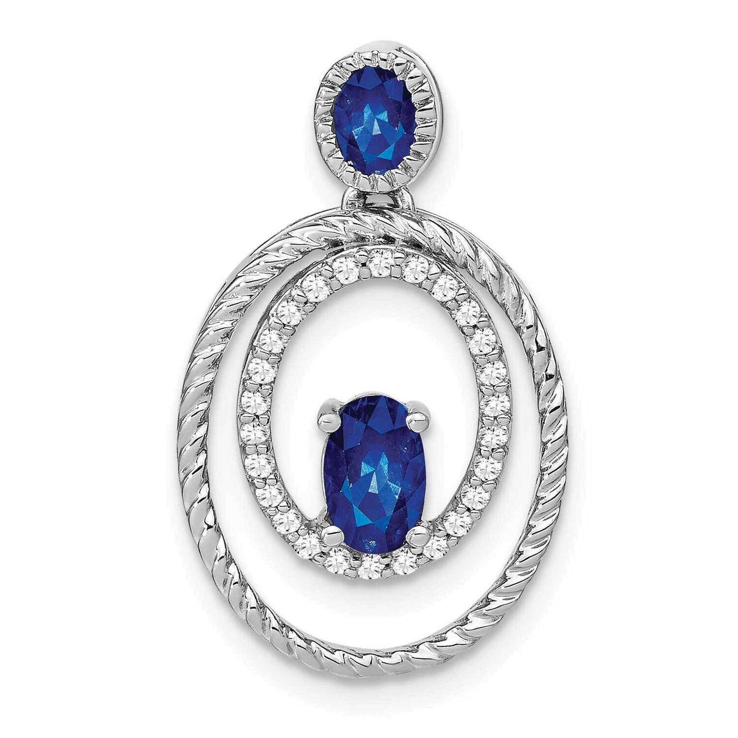 Sapphire Diamond Oval Pendant 14k White Gold PM7208-SA-016-WA, MPN: PM7208-SA-016-WA,