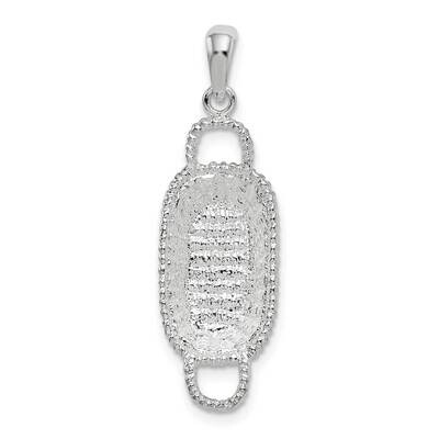 3D Rectangular Basket Pendant Sterling Silver Polished QC10367, MPN: QC10367, 637218174003