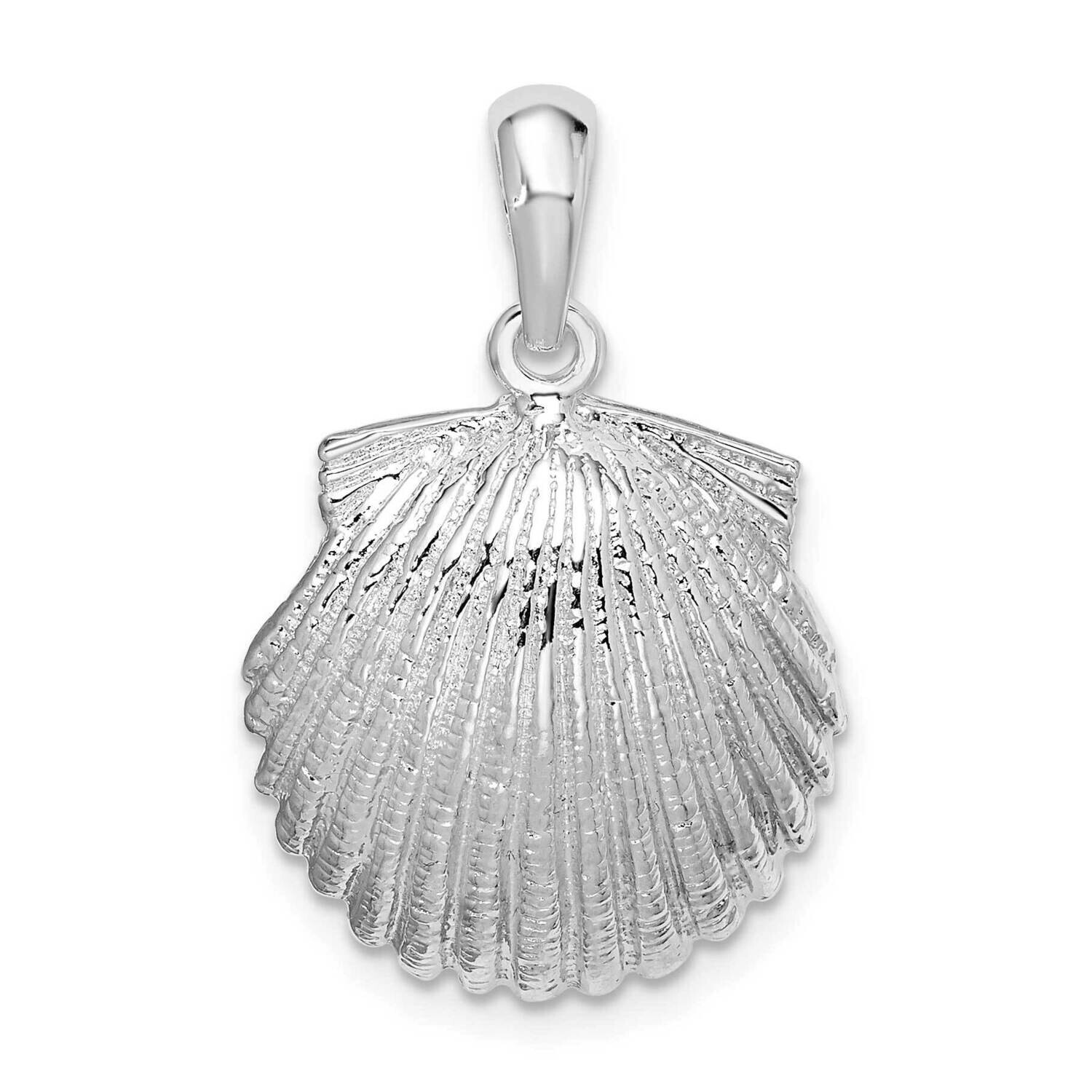 Scallop Shell Pendant Sterling Silver Polished QC10433, MPN: QC10433, 637218179824
