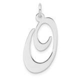 Large Fancy Script Letter O Initial Charm Sterling Silver Rhodium-Plated QC11254O, MPN: QC11254O,