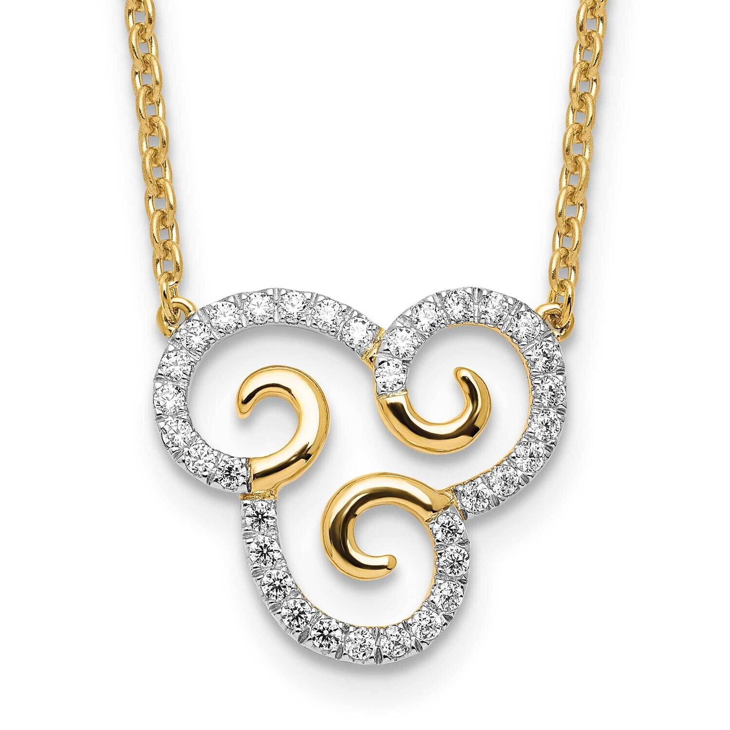 Diamond Swirls Necklace 14k Gold PM9686-027-YLG-18