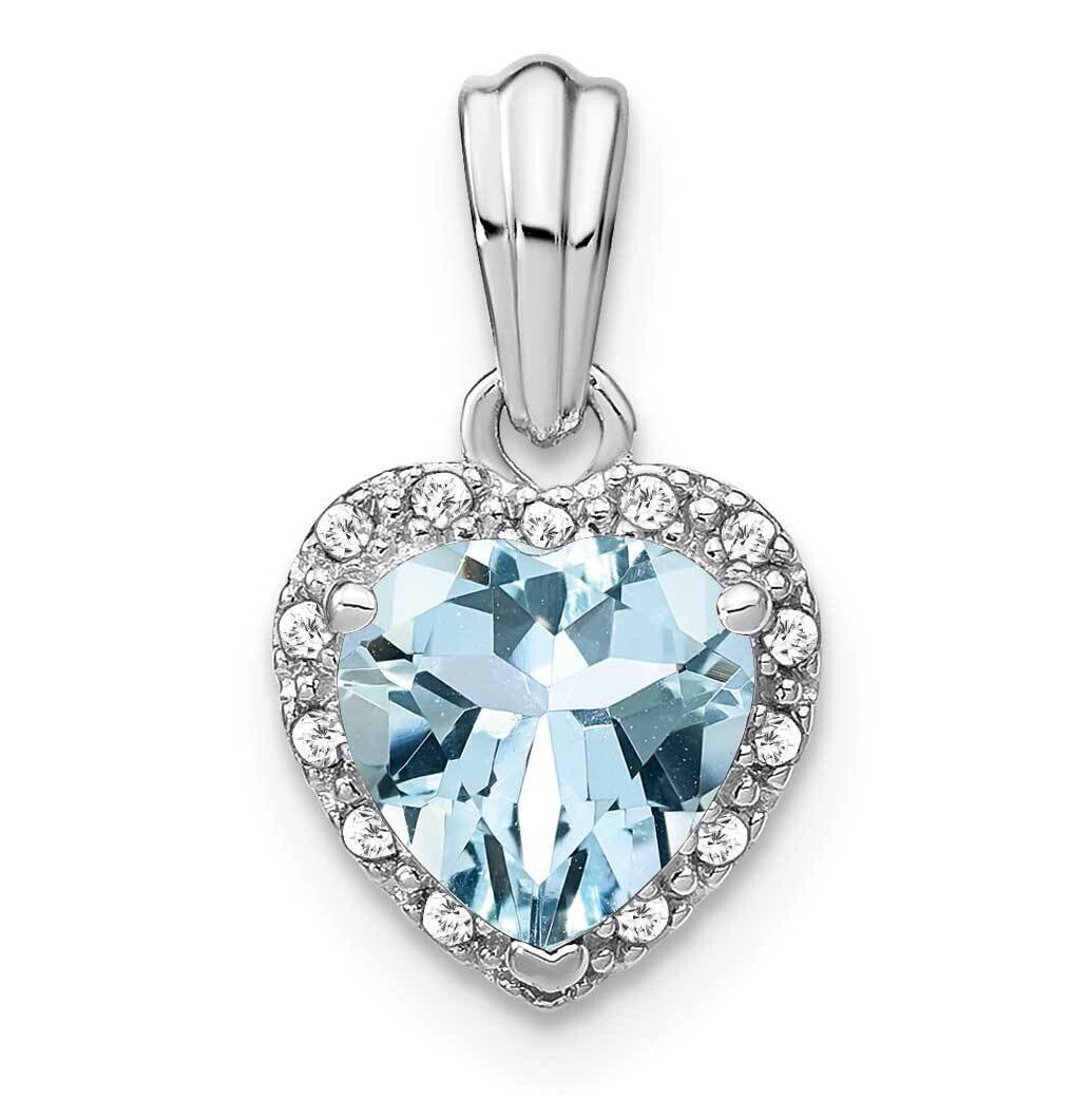 Aquamarine Diamond Pendant Sterling Silver Rhodium-Plated PM7400-AQ-007-SSA, MPN: PM7400-AQ-007-SSA,