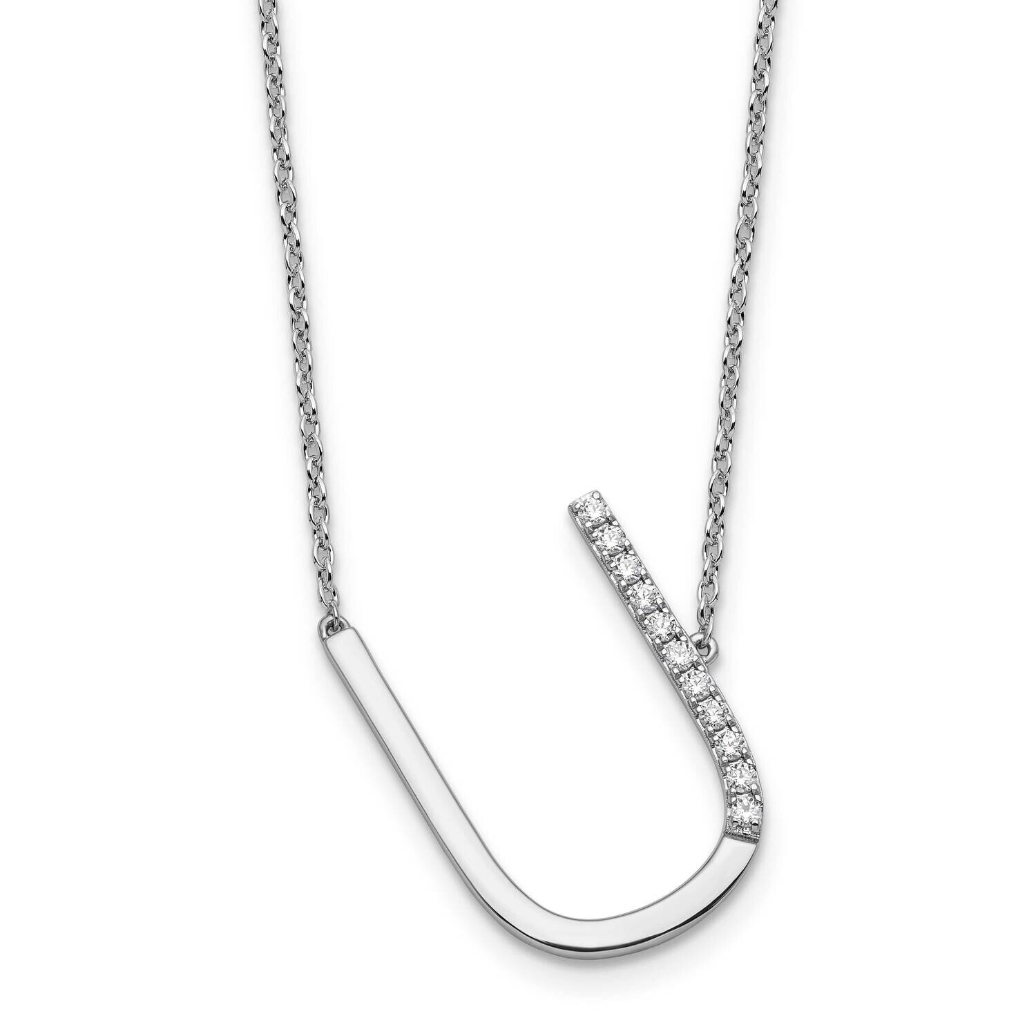 Sideways Diamond Initial U Necklace 14k White Gold PM9844U-013-WA