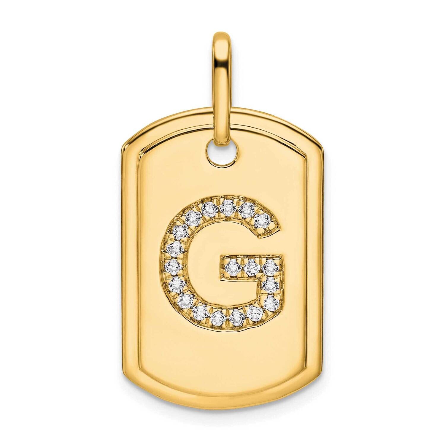 Diamond Initial G Dog Tag Charm 14k Gold PM9842G-023-YA, MPN: PM9842G-023-YA,