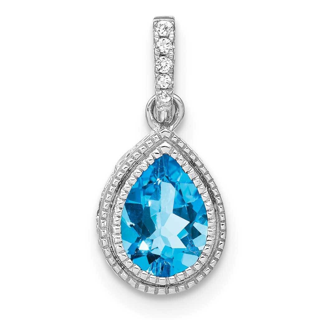 Pear Blue Topaz Diamond Pendant 14k White Gold PM7094-BT-030-WA, MPN: PM7094-BT-030-WA,