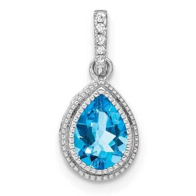 Pear Blue Topaz Diamond Pendant 14k White Gold PM7094-BT-030-WA, MPN: PM7094-BT-030-WA,