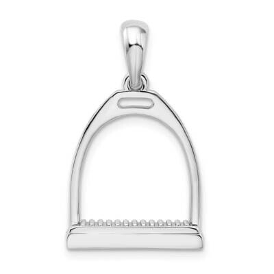 3D Large Horse Stirrup Pendant Sterling Silver Polished QC10403 by Men&#39;s Jewelry and Accessories, M…
