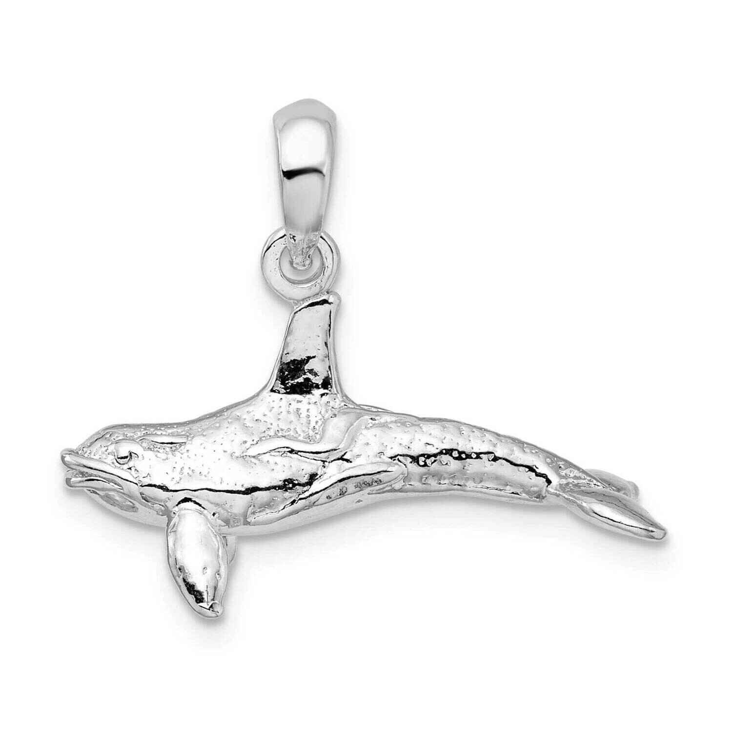 Textured 3D Killer Whale Pendant Sterling Silver QC10423