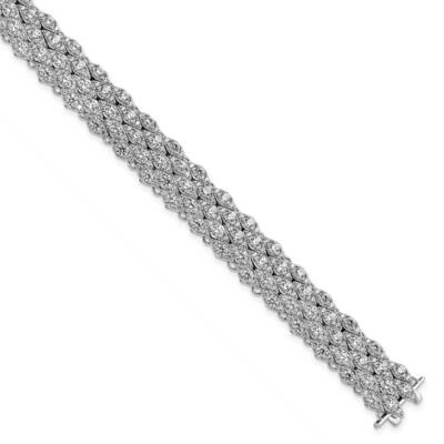 Sterling Shimmer 6.75 Inch 315 Stone CZ Mesh Bracelet Sterling Silver Rhodium-Plated QB1358-6.75, M…